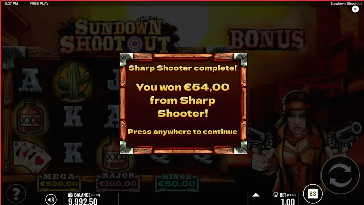Tampilan visual slot Sundown Shootout dengan tema Wild West yang ikonik